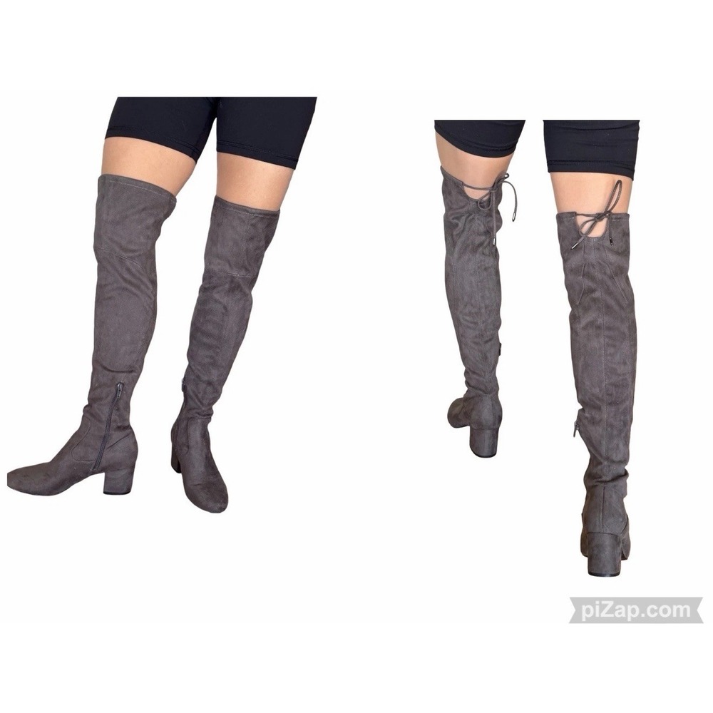 Ivanka Trump Sexy OTK Over The Knee Boots Thigh High Gray Suede Heel Boots 8
